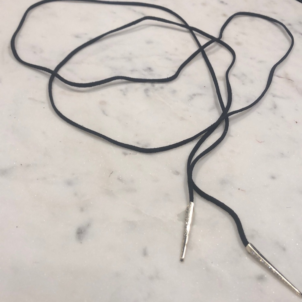 Long black felt choker wrap necklace